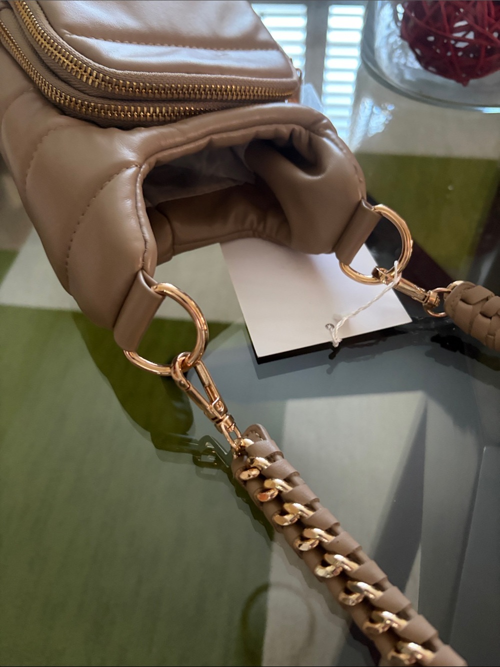 Wander Quilted Puffer Crossbody Bag - Taupe - Picture 8 of 8